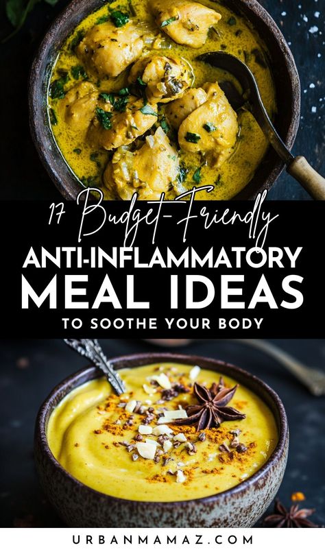 Looking for budget friendly anti inflammatory meal ideas to soothe your body? Check out these 17 best anti inflammatory meals on a budget that are worth trying! Most Inflammatory Foods, Tummy Friendly Food, Anti Immflamatory Meals, Low Bloat Meals, Anti Inflammation Dinner Ideas, Anti Bloat Meals, High Inflammatory Foods, Sensitive Stomach Meals, Anti Inflammation Diet Food List Free