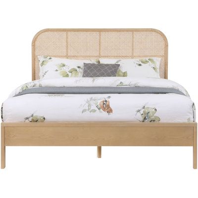 Balance timeless beauty and classic lines with a modern aesthetic when you bring home this Siena bed. This bed is made from solid ash wood, so you can trust its resilient durability for long-term use. The rich finish on ash veneer lends it a beautiful aesthetic while the natural cane insert on the headboard adds a hard-to-miss contrast that drives home the bed's elegance and sophistication. Color: Natural, Size: Queen | Birch Lane™ Solid Wood Cane Platform Bed Wood in Brown | 44 H x 63 W x 85.5 Girl Bedroom Furniture, Harlem Apartment, Modern Queen Bed, Wood Twin Bed, Cowboy Room, Million Dollar Listing, Cane Bed, Beach Property, Bedroom 2024