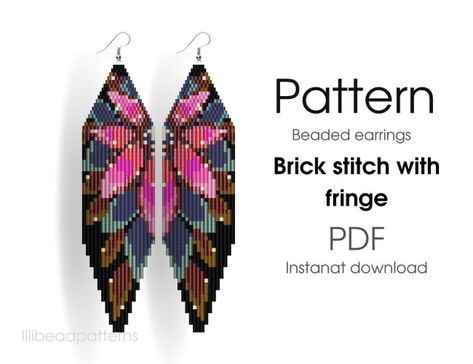 LilibeadPatterns - Etsy Canada Brick Stitch Pattern Earring, Seed Bead Jewelry Patterns, Art Perle, Seed Bead Pattern, Brick Stitch Earrings, Brick Stitch Pattern, Seed Bead Patterns, Earrings Diy, Beaded Earrings Patterns