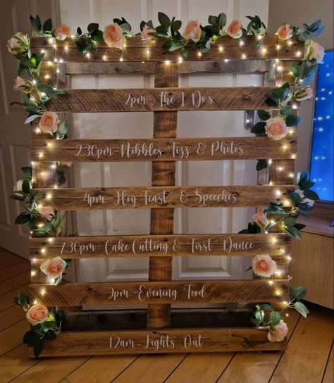 Pallet Wedding Decor, Pallet Mirror, Pallet Wedding Signs, Order Of The Day Wedding, Pallet Wedding, Garden Decor Diy, Price Increase, Rustic Wedding Diy, Order Of The Day