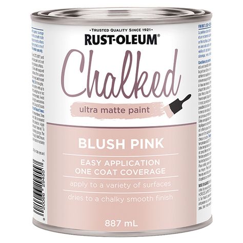 Chalked Paint - Ultra Matte - Blush Pink | RONA Rustoleum Chalked, Gray Painted Furniture, Coffee/wine Bar, Tile Stencil, Matte Blush, Matte Paint, Paint Matching, Diy Tile, Dyi Projects