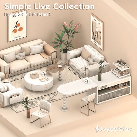 Sims 4 Simple Live Collection Sims 4 Cozy Bedroom, Sims 4 Laundry Cc, Sims 4 Living Room Cc, Sims 4 Living Room, Mod Living Room, Sims4 Build, Living Room Sims 4, Sims 4 Cc Furniture Living Rooms, Soft Tofu