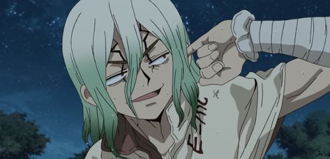 Senku Hair, Senku Ishigami, Dr Stone, Hair Down, Anime Character, On Twitter, Stone, Twitter, Green