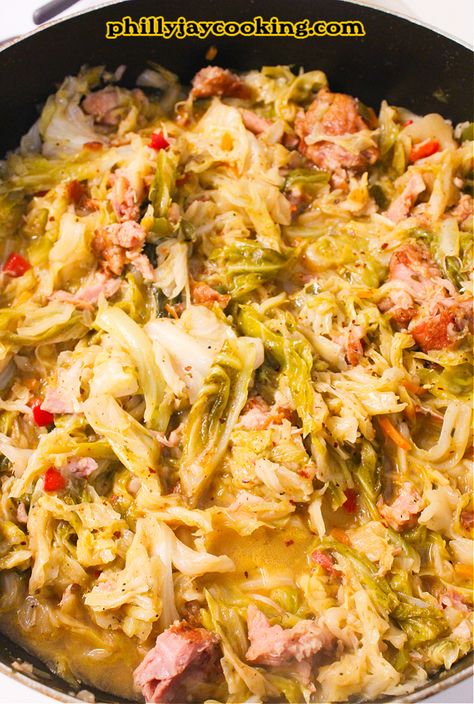 The Best Southern Stove Top Cabbage (With Tender Smoked Turkey)!!! Cabbage With Smoked Turkey Wings, Smoked Turkey Cabbage, Cabbage With Turkey Necks, Cabbage And Turkey Necks, Turkey Cabbage Recipes, Stove Top Cabbage Recipes, Southern Cabbage With Smoked Turkey, Cooked Cabbage Recipes Southern, Southern Cabbage Recipes Soul Food