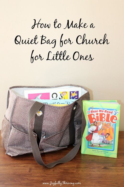 What great ideas for how to make a quiet bag for little ones! This will be so helpful to keep kids quiet in church. #quietbag #churchtime #quiettime Quiet Bags, Scripture Bag, Kids Church Activities, Gift Bag Ideas, 31 Bag, Quiet Toys, Busy Activities, Activity Bags, Church Gifts