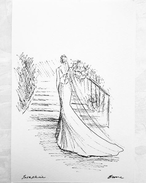 A quick sketch of the beautiful bride on her wedding day! (5”x8” pen & watercolor paper) #bethbeeart #misselwoodweddings #massachussetswedding #bride #bridestyle #thebridestory #beautifulbride #weddinginspiration Wedding Artist, Artistic Wedding, Bee Art, Pen And Watercolor, Quick Sketch, Bride Style, Artist On Instagram, Beautiful Bride, Watercolor Paper