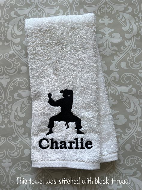 Excited to share the latest addition to my #etsy shop: Personalized Karate Towel ST029 // Karate Gifts // martial arts // Karate Logo, Karate Gifts, White Hand Towels, Closed For Christmas, Sport Towel, Coach Gift, Towel Colors, Martial Artist, Black Thread