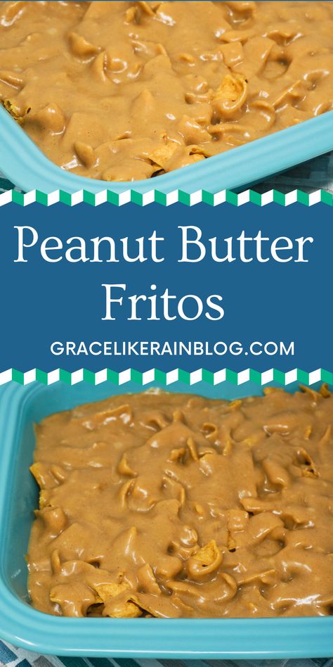 Peanut Butter Fritos Cookies are an easy no-bake treat that is made in the microwave! We're taking Fritos corn chips and coating them in a thick peanut butter layer that will knock your socks off. These Peanut Butter Fritos bars are so easy and delicious. | Fritos Peanut Butter Cookie bars | Fritos Corn Chips covered in Peanut Butter | Frito Dessert Recipes | Frito Cookies recipe | Easy Fritos Dessert | Quick Dessert recipe | easy peanut butter dessert with chips Fritos Karo Syrup Peanut Butter, Peanut Butter Frito Bars, Fritos Recipes Appetizers, Cereal Snacks Mix Recipes, Frito Snack Recipes, Recipes With Corn Chips, Caramel Fritos, Frito Dessert Peanut Butter, Recipes Using Fritos Corn Chips