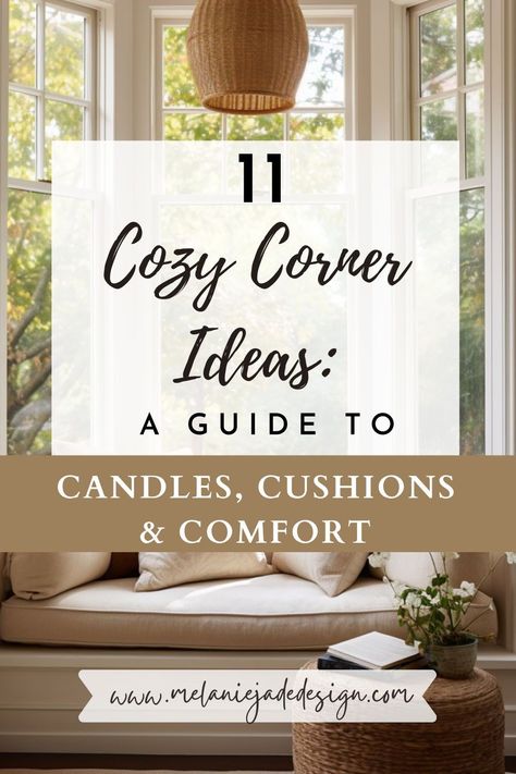 Craft the coziest nook in your home! 🕯🛋 Delve into '11 Cozy Corner Ideas' and get inspired by the perfect blend of candles, cushions, and pure comfort. Whether for reading or relaxing, find your perfect escape spot. #CozyCornerInspiration #HomeComforts #InteriorDesignTips One Chair Sitting Area Cozy Corner, Apartment Nook Ideas, Cozy Corners Living Room, Small Sitting Room Ideas Cozy Corner, Corner Sitting Area Cozy Nook, Conversation Seating Area, Comfy Corner Cozy Nook, Corner Chair Ideas, Home Reading Corner