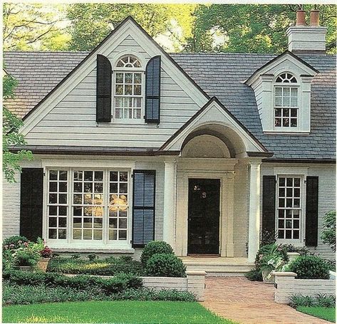 Cape Cod Home Exterior, Cape Cod House Exterior, Cape Cod Home, Black Shutters, Cape Cod House, Home Exterior, Painted Brick, Cute House, Exterior Paint Colors