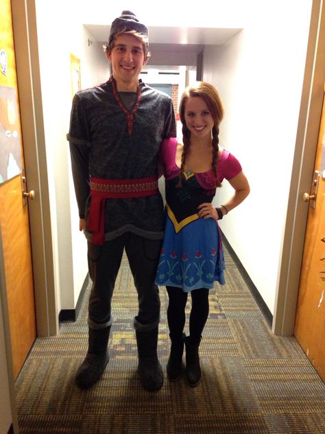 Princess Anna & Kristoff Halloween Costumes! Kristoff And Anna Costume, Anna And Kristoff Costume, Sven Costume, Kristoff Costume, Anna And Kristoff, Anna Kristoff, Halloween Costumes For Work, Anna Costume, Princess Halloween Costume