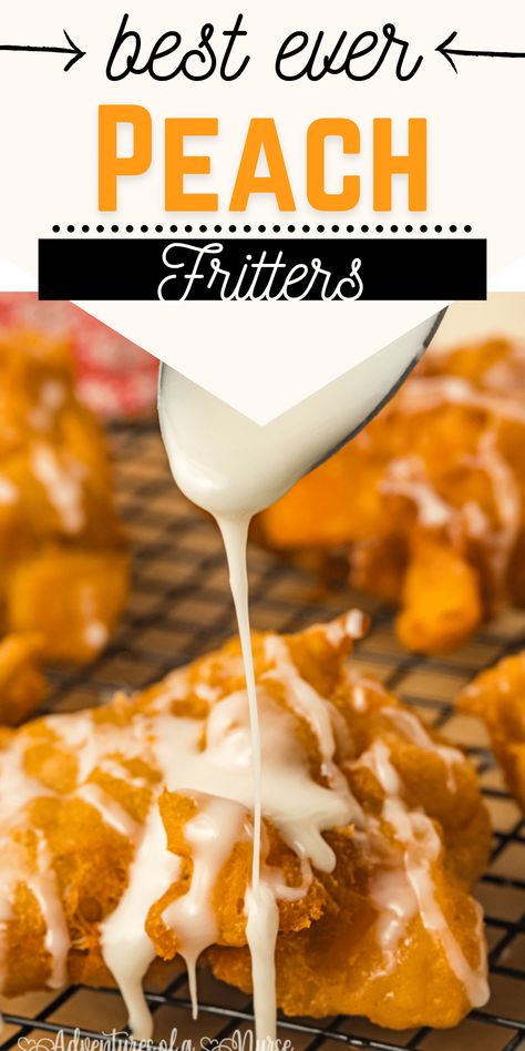 Baked Peach Fritters Recipes, Peach Fritters Easy, Baked Peach Fritters, Air Fryer Peach Fritters, Peach Fritters Recipes, Peach Fritters, Apple Fritter Recipe, Deep Fried Recipes, Fried Recipes