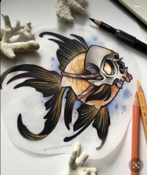 Als Tattoo, Neo Traditional Art, Goldfish Tattoo, 40 Tattoo, Tattoo Animals, Neo Tattoo, Throat Tattoo, Creepy Drawings, Japan Tattoo Design