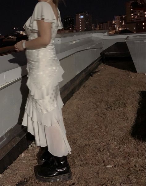 Long Dress Doc Martens Outfits, Wedding Dresses With Doc Martens, Long Dresses With Doc Martens, White Dress With Doc Martens, White Dress And Doc Martens, White Dress Doc Martens, Prom Dress With Doc Martens, Wedding Dress And Doc Martens, Long Dress With Doc Martens