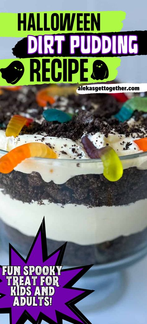 Halloween Dirt Pudding, Halloween Dirt Cups, Oreo Dirt Pudding, Dirt Pudding Recipes, Halloween Dirt, Dirt Pudding Cups, Oreo Dirt Cake, Dirt Dessert, Dirt Cake Recipes