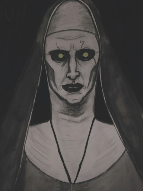 The Nun Drawings Easy, Nun Drawing, Scary Clown Drawing, Clown Drawing, Ghost Drawing, Horror Drawing, Art Sketches Doodles, Deep Art, Art Drawings Sketches Pencil