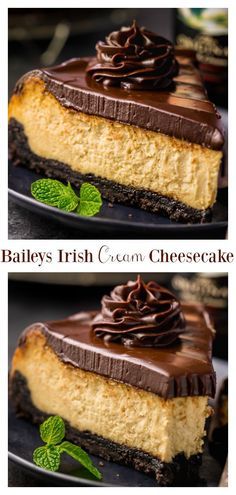 Cream Cheesecake Filling, Baileys Irish Cream Cake, Baileys Irish Cream Cheesecake, Irish Cream Cheesecake, Chocolate Cookie Crust, Baileys Cheesecake, Irish Desserts, Baker By Nature, Dessert Parfait