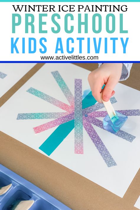 Ice Painting Preschool Tape Resist Kids Activity - Active Littles Ice Age Preschool Activities, Arctic Animal Sensory For Toddlers, Winter Animals Preschool, Ice Painting, Prek Crafts, Winter Activities For Kids, Painting Activities, Winter Preschool, Afterschool Activities