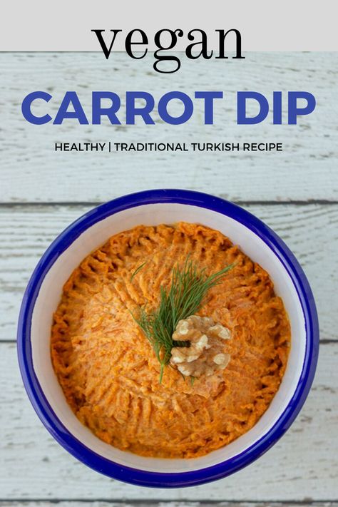 This quick, 5-ingredient vegan Turkish carrot dip is perfect for crostini, chips, and vegetables- yes, including carrots! Dairy-free, gluten-free, and vegan. #carrotdip #vegan #easyrecipe Cyprus Recipes, Vegan Pate, Carrot Dip, Vegan Snack Recipes, Dairy Free Yogurt, Yogurt Flavors, Vegan Yogurt, Vegan Appetizers, 5 Ingredient