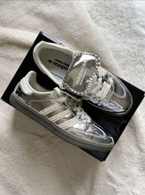 Adidas Samba Wales Bonner, Adidas X Wales Bonner, 2024 Shoes, Iconic Shoes, Pretty Shoes Sneakers, Adidas Samba Og, Silver Sneakers, Adidas Shoes Women, Shoe Wishlist