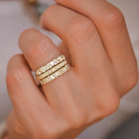 Berlinger Fine Jewelry on Instagram: “Everything’s better in three’s… Customize your stack at custom@berlingerrings.com #artdeco #artdecorings #artdecojewelry #💍…” Unique Eternity Band, Flat Engagement Rings, Berlinger Jewelry, Unique Diamond Wedding Bands, Wedding Ring Styles, Art Deco Wedding Band, Future Engagement Rings, Diamond Eternity Ring, Best Friend Jewelry