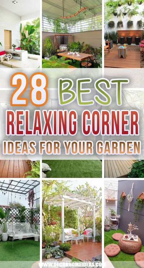 Relaxing Corner, Corner Landscaping, Backyard Sitting Areas, Garden Sitting Areas, Relaxing Backyard, Garden Nook, Landscaping Inspiration, Backyard Seating, Corner Garden