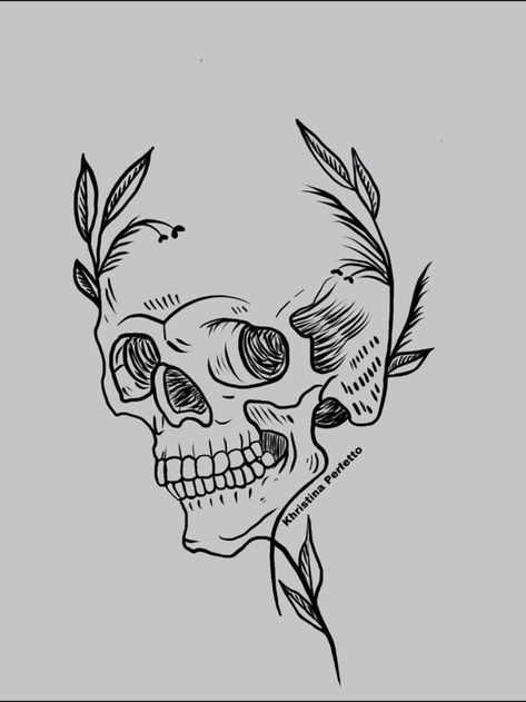 Vine Skull Tattoo, Skull With Leaves Tattoo, Skull Plant Drawing, Skull Vines Tattoo, Skull With Plants Tattoo, Skull With Vines Tattoo, Skull Plant Tattoo, Simple Plant Tattoo, Skull With Plants