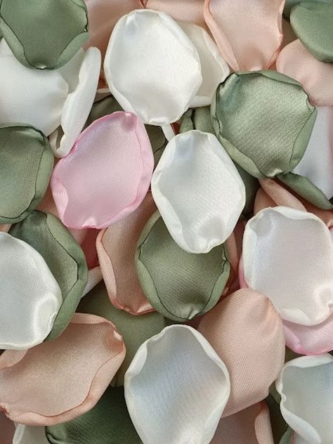 Moss Green Flower Petals Blush Rose Petals Blush Pink Ivory | Etsy Ukraine Sage Green Pink And Silver Wedding, Sage Green And Old Rose Wedding, Blush And Sage Centerpieces, Moss And Blush Wedding Colors, Sage And Pink Wedding Color Schemes, Pink Green And White Aesthetic, Moss Green And Blush Wedding, Sage Green And Peach Wedding Decor, Green Pink Wedding Colors