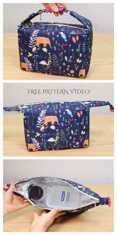 DIY Insulated Fabric Lunch Bag Free Sewing Pattern + Video | Fabric Art DIY Lunch Box Bag Diy, How To Make A Lunch Bag, Lunch Box Pattern Free, How To Make A Lunch Bag Diy, Lunch Bag Sewing Pattern Free, Lunchbox Sewing Pattern Free, Lunchbox Sewing Pattern, Lunch Bag Pattern Free, Sew Lunch Bag