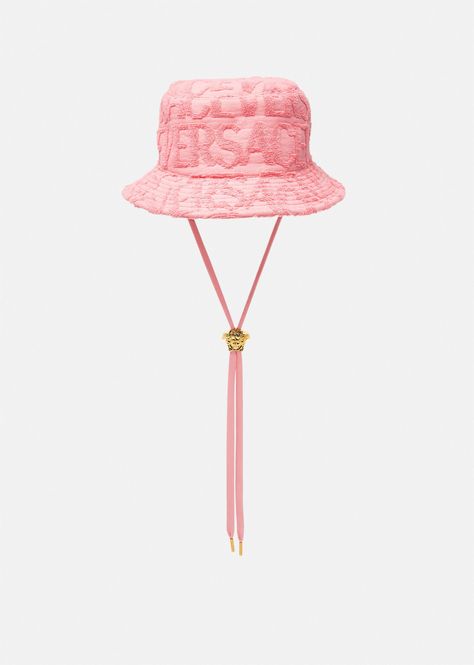 Dream Accessories, Bucket Hat Fashion, Designer Bucket Hats, Dope Jewelry Accessories, Woman Accessories, Terry Towelling, Allover Pattern, Versace Home, High Fashion Outfits