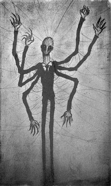 Slender Man, by Crazy-Clayz.    Drawing found on a wall in the abandoned Cane Hill Asylum, Coulsdon, London. Slender Man Drawing, Surreal Drawings, Gothic Noir, John Kenn, Man Drawing, The Creeper, Slender Man, Bizarre Art, Ange Demon