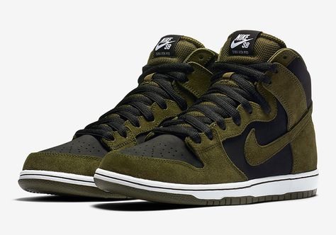 The Nike SB Dunk High Olive (Style Code: 854851-330) will release this coming Spring 2017 season featuring premium suede and nubuck. Details: Nike Sb Dunk High, Sb Dunk High, Black Nike Shoes, Kicks Shoes, Jordan Shoes Retro, All Nike Shoes, Nike Air Shoes, Nike Sb Dunk, Nike Dunk High