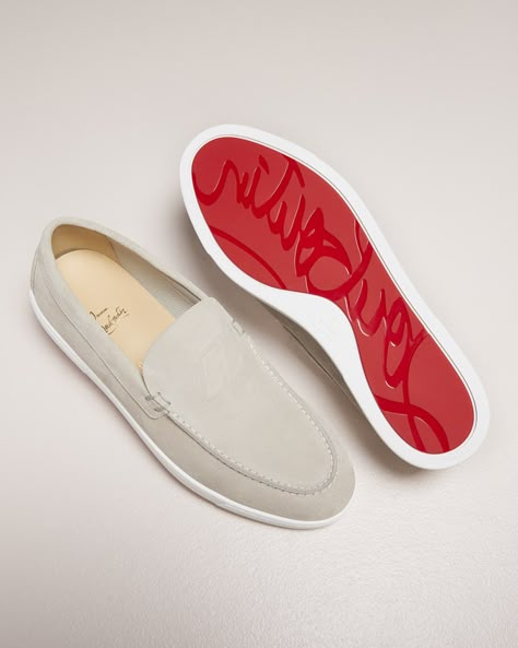 Christian Louboutin "Varsiboat" boat shoes in calf leather Flat heel Round moc toe Embossed CL-initial on the vamp Signature Louboutin red rubber outsole Slip-on style Made in Italy Luxury Formal Men's Boat Shoes, Luxury Men's Boat Shoes With Rubber Sole, Man Shoes Casual, Luxury Slip-on Boat Shoes With Branded Insole, Luxury Slip-on Boat Shoes With Leather Lining, Louboutin Sneakers Mens, Luxury Leather Slip-on Boat Shoes, Men Shoes Casual, Best Casual Shirts