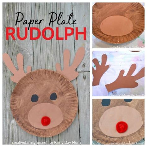 Dinner And Movie Ideas, Christmas Snack For Kids, Paper Plate Reindeer, Reindeer Clothespin, Rudolph Crafts, Easy Kid Activities, Paper Plate Crafts For Kids, Reindeer Craft, Santa Crafts