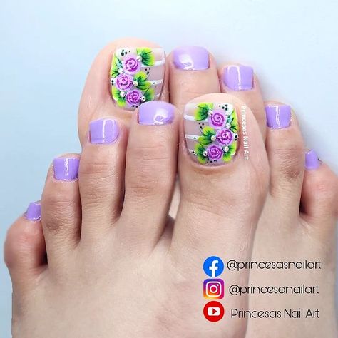 Princesas Nail Art en Instagram: “💜🌹 ¿CÓMO DECORAR las UÑAS de los PIES en COLOR MORADO con RAYAS y ROSAS? 👣 ✅Tutorial en YOUTUBE en nuestro Canal PRINCESAS NAIL ART…” Toe Nail Designs, Toe Nails, Nail Design, Different Styles, Manicure, Nail Designs, Nail Art, Nails, Color