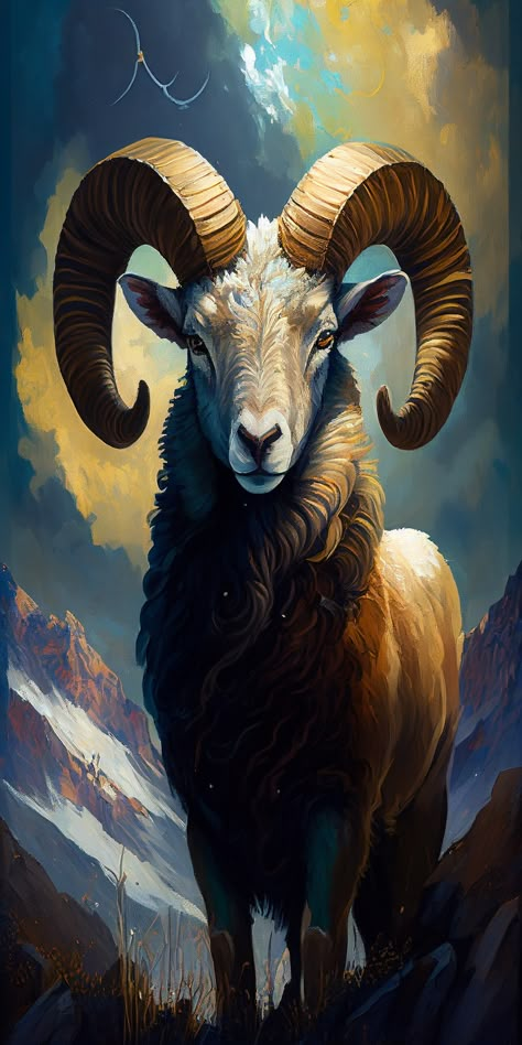 Aries Zodiac Wallpaper, Aries Animal, Ram Artwork, Aries Drawing, Goat Wallpapers, Aries Illustration, Ram Illustration, G.o.a.t Wallpaper, Hercules Tattoo