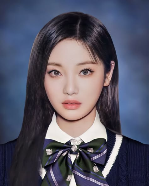 Ningning Id Photo School, Kpop Yearbook Photos, Karina Uniform, Karina Yearbook, Kpop School Photo, Kpop School Uniform, Kpop Id Picture, Kpop Yearbook, Kpop Id