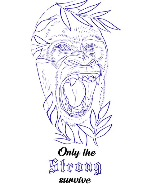 Realtattoos Sketches, Tattoo Sketches Unique Men, Gorilla Tattoo Stencil, Gorilla Stencil, Gorilla Tattoo Design, Arte Trash Polka, Arm Tattoos Lettering, Tattoos Quote, Tattoos Abstract