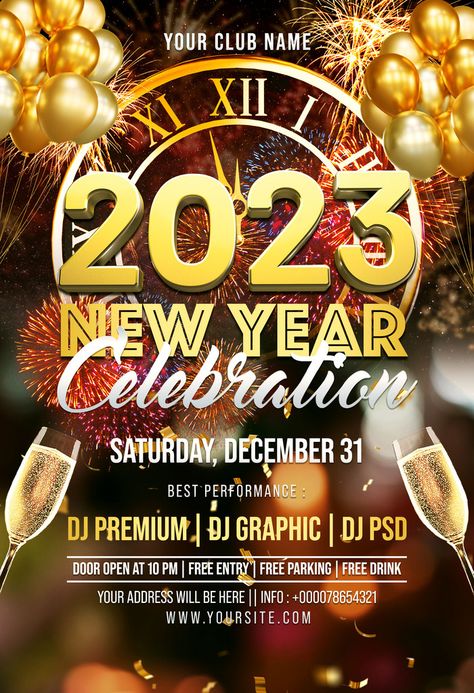 2023 Vector, Background 2023, Celebration Poster, Gold Poster, New Years Poster, New Year Designs, Powerpoint Word, Party Poster, Chinese Dragon