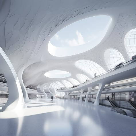 White Future Aesthetic, Future Train Station, Futuristic Aesthetic White, White Futuristic Aesthetic, Cybercore City, Futuristic Train Station, Modern Train Station, Futuristic Architecture Interior, Train Station Aesthetic