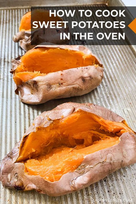 Learn how to bake whole sweet potatoes with crispy skins and pillowy soft centers every time. Microwave Sweet Potatoes, Cooked Sweet Potatoes, Bacon Potato Casserole, Bourbon Sweet Potatoes, Microwave Sweet Potato, Sweet Potato Recipes Baked, Sweet Potato Souffle, Microwave Baking, Sweet Potato Tacos