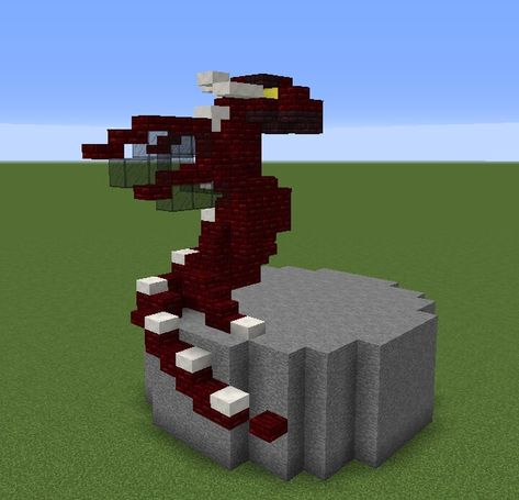 Minecraft Dragon Statue Easy, Minecraft Small Dragon Statue, Minecraft Dragon Head Display, Minecraft Dragon Skeleton, Ender Dragon Egg Display Minecraft, Minecraft Dragon House, Dragon Head Minecraft, Small Statue Minecraft, Dragon Egg Display Minecraft