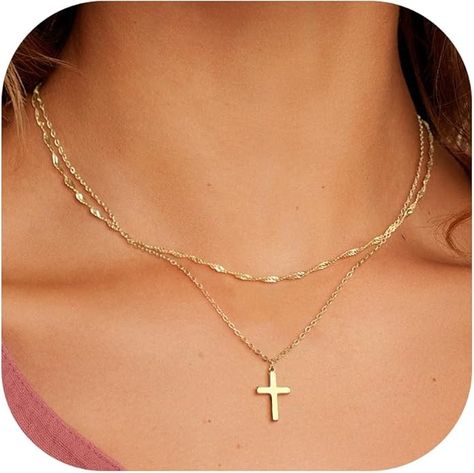 Amazon.com: Zalcon Dainty Small Gold Cross Necklaces for Women Non Tarnish 14K Gold Plated Double Layered Cross Necklace Stack Jewelry for Women Trendy: Clothing, Shoes & Jewelry Small Gold Cross Necklace, Cross Necklace Stack, Stack Jewelry, Layered Cross Necklace, Cross Necklace For Women, 2024 Board, Necklace Stack, Cross Choker, Cross Necklaces