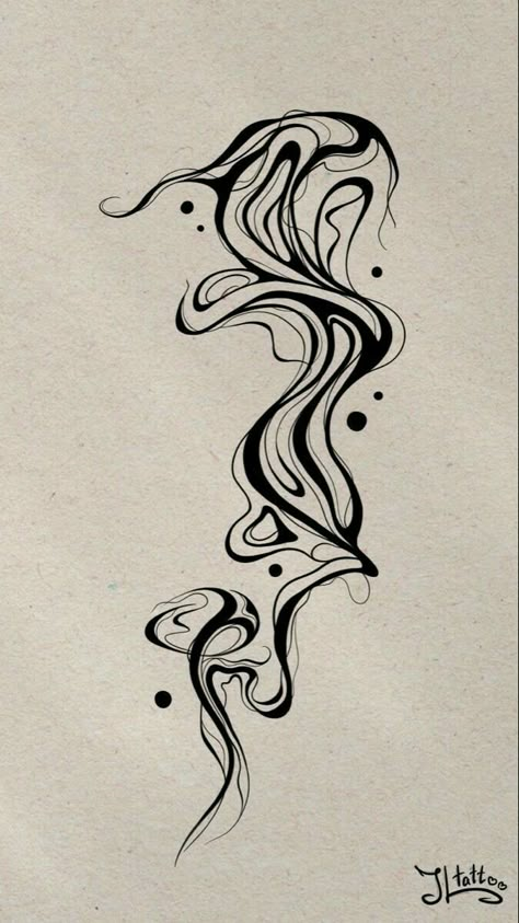 Squiggly Lines Tattoo, Trippy Line Tattoo, Chaotic Tattoo Ideas, Suminagashi Tattoo Ideas, Oil Slick Tattoo, Backgrounds For Tattoos, Suminagashi Tattoo Design, Ink Spill Tattoo, Water Tattoos For Women