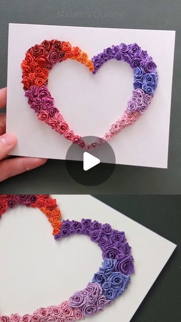 Heart Roses, Paper Lovers, Quilling Cards, Quilling Art, Paper Hearts, Art Card, Paper Quilling, Heart Art, Love Cards