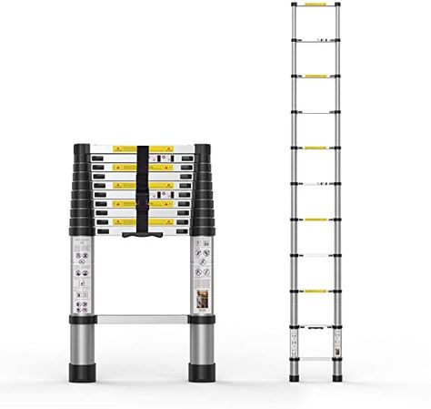 Telescoping Extension Ladder 10.5FT, Aluminum Telescopic Ladders with Carry Bag for Outdoor Indoor Use - - Amazon.com Telescopic Ladder, Outdoor Indoor, Carry Bag, Carry On Bag, Ibm Logo, Tech Companies, Indoor Outdoor, Company Logo, New Homes