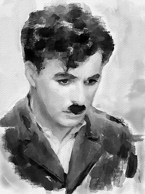 Watercolor Art Face, Watercolor Portrait Painting, Charles Chaplin, Face Sketch, Watercolor Paintings Tutorials, Indian Art Paintings, Portrait Sketches, Celebrity Portraits, Charlie Chaplin