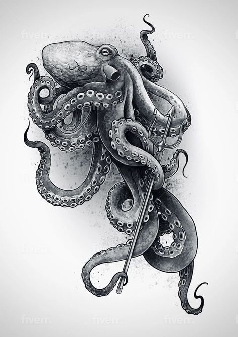 Kraken Tattoo Design Drawings, Realistic Octopus Tattoos, Kraken Tattoo Design, Kraken Tattoos, Octopus Art Drawing, Tentacle Tattoo, Tattoo Japonais, Realistic Tattoo Design, Foo Dog Tattoo Design