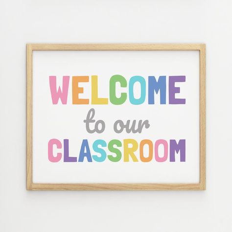 Welcome To Our Classroom Sign, Sibling Wall Art, Welcome To Our Classroom, Wall Art Classroom, Bathroom Art Printables, Kids Playroom Art, Classroom Wall Art, School Designs, Home Classroom