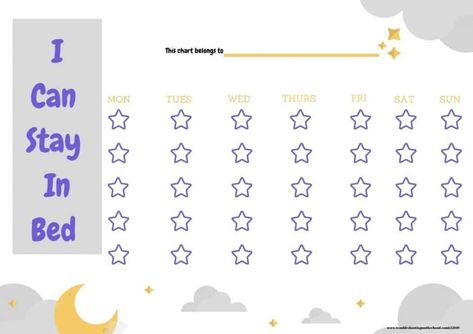 Stay In Bed Chart, Toddler Sleep Chart, Bedtime Chart, Toddler Chart, Rewards Chart, Sleep Chart, Chores Chart, Toddler Reward Chart, Toddler Bedtime